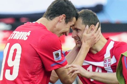 Radosav Petrovic i Milan Jovanovic slave gol protiv Nemacke