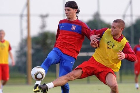 Marko Pantelic i Nemanja Vidić na treningu