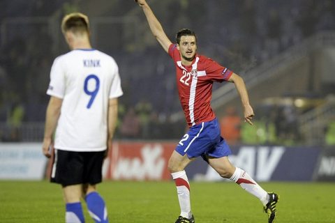 Zdravko Kuzmanovic slavi gol tokom utakmice Srbija-Estonija, Beograd, EP 2012